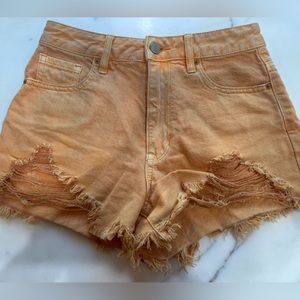 PACSUN HIGH-RISE FESTIVAL SHORTS—ORANGE